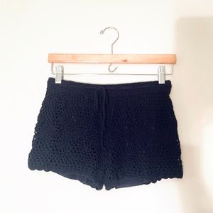 Navy crochet shorts